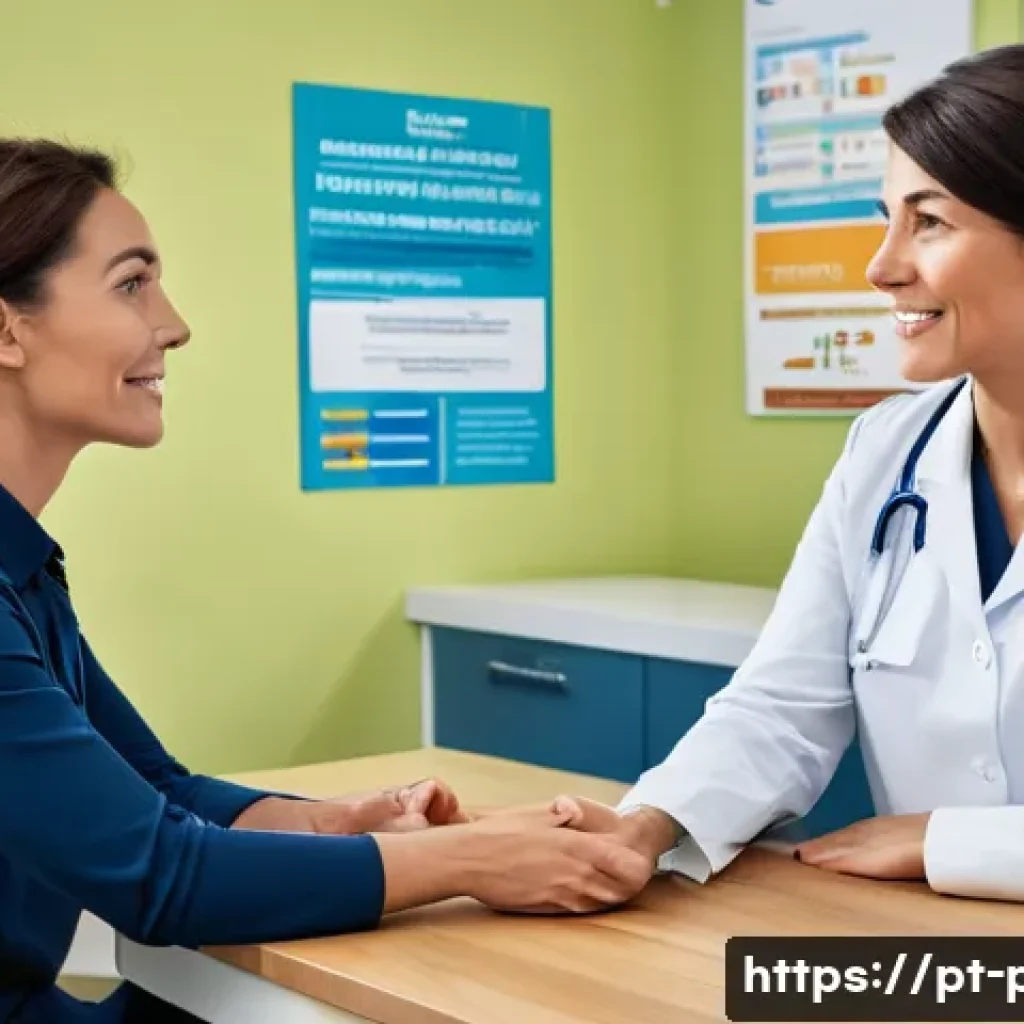 보건소에서 가능한 근육 검사 서비스 - **Prompt:** A compassionate female nurse, dressed in a clean, professional uniform, is seated at a c...