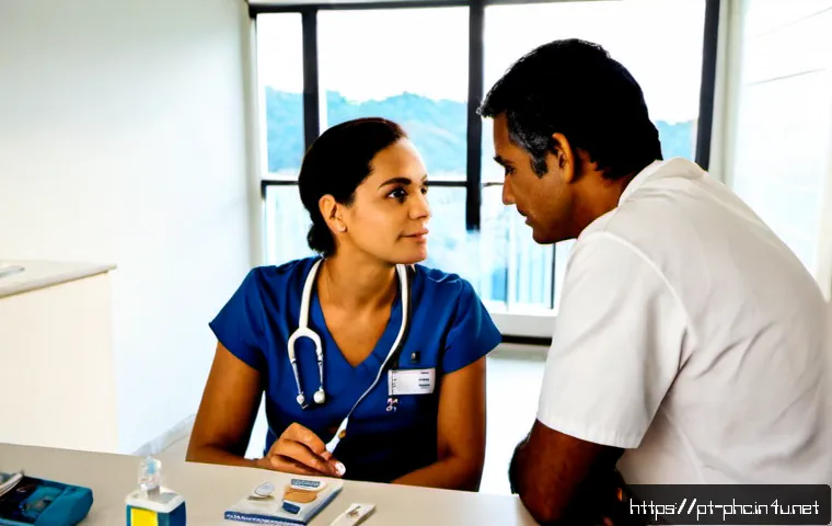 보건소에서의 흡연 중단 지원 서비스 - Photorealistic public health clinic in Brazil, a compassionate female healthcare counselor speaking ...